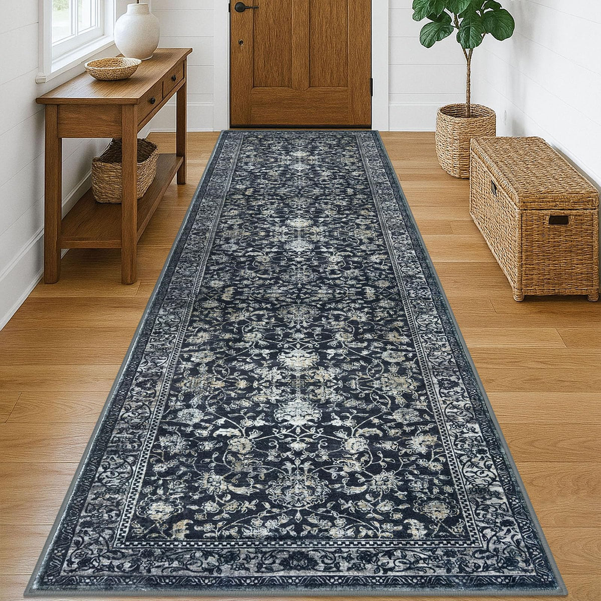 KILOCOCO 2x3 Washable Rug Small Entryway Rugs Indoor Door Mat, Blue/Navy
