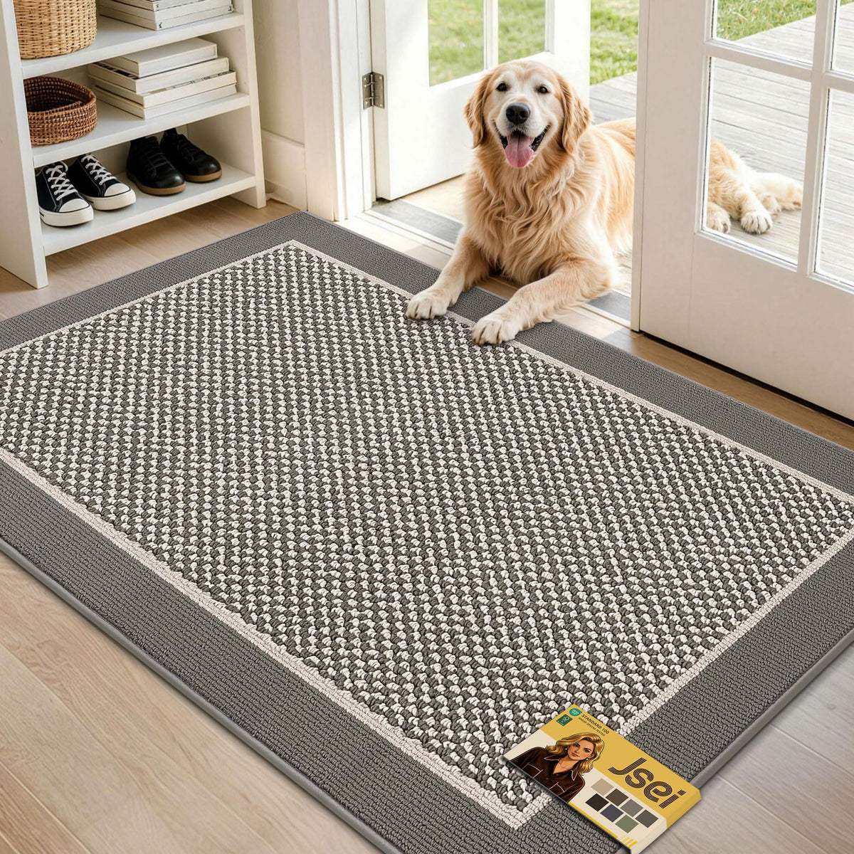 JSEI Dirt Trapper Door Mat 20"x32" , Non-Slip Doormat ,Dark Grey