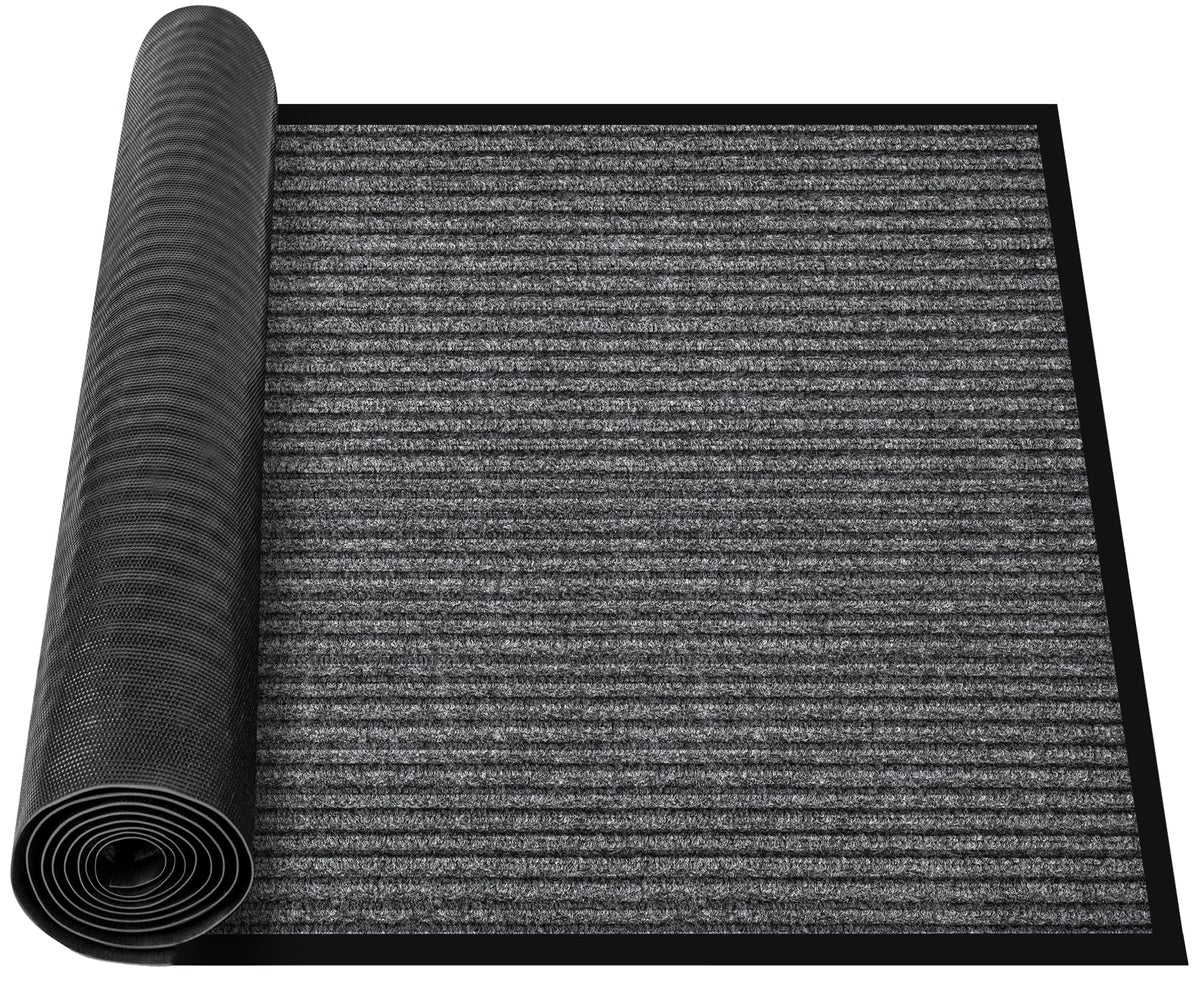 MYFAMIREA Commercial Floor Mat 3' x 5' Extra Large Front Door Industrial Rug Heavy Duty Brush Step Entrance Mat Weather Utility Rug with Non Slip Rubber Backing Low Profile for Entryway, Charcoal Grey