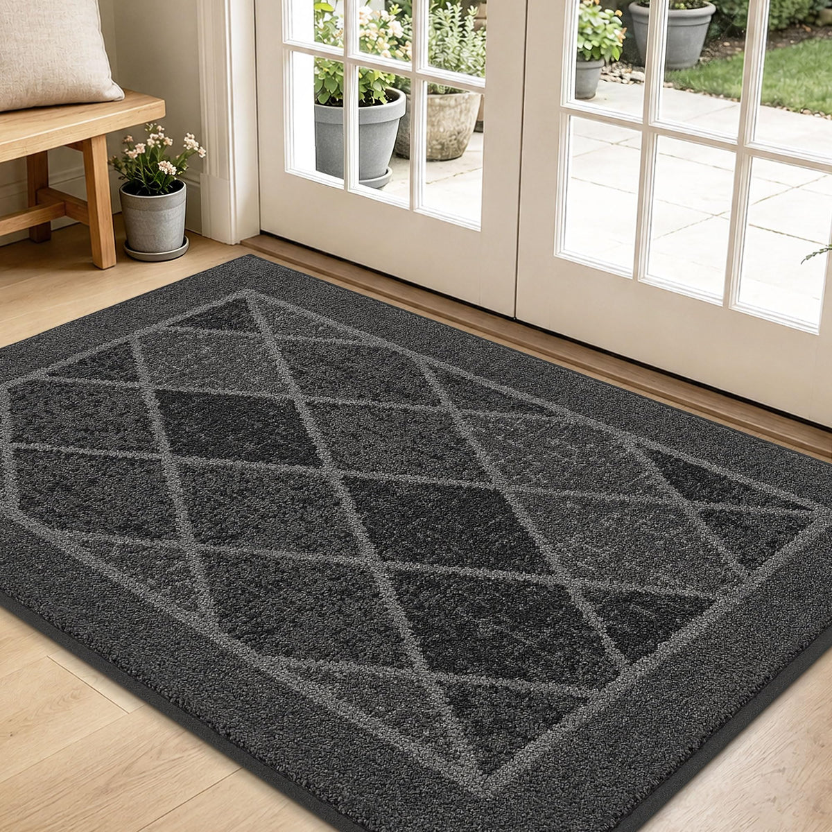 BEQHAUSE Dirt Trapper Door Mat 32" x 48", Doormat Non-Slip, Dark Grey