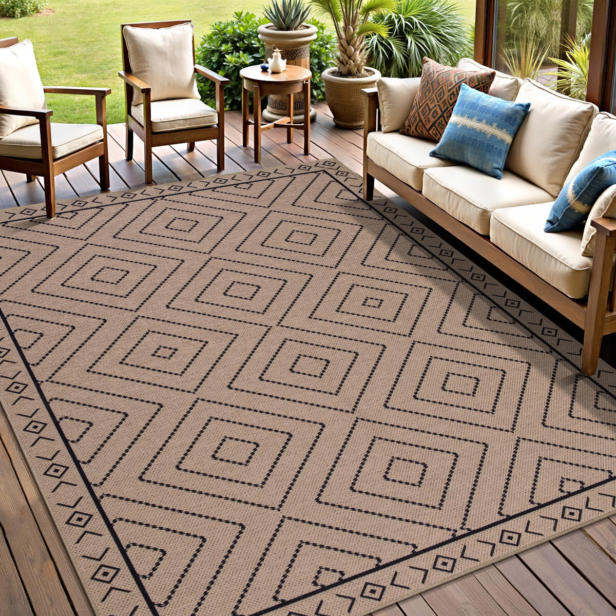 Tangsoo Easy Jute 2x3 Small Outdoor Rug,Washable Non-Slip Entryway Door Mat