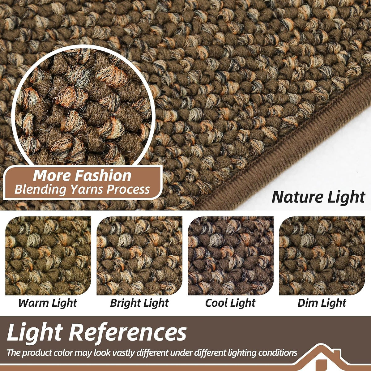 BEQHAUSE Dirt Trapper Door Mat 20" x 32", Non-Slip Washable Doormats, Brown