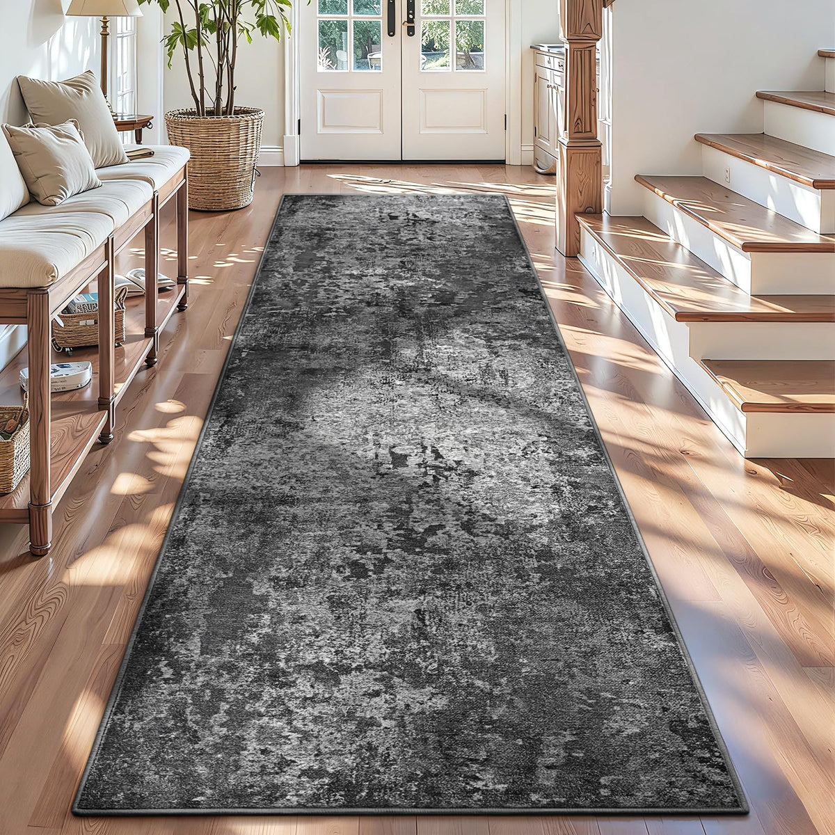 Entrance Rugs Indoor 2x3 Grey Entry Rug Washable Abstract Small Area Rug Non-Slip Low Pile Throw Rugs for Entryway, Kitchen Floor, Front Door Indoor Door Mat, Bathroom, Bedroom Bedside