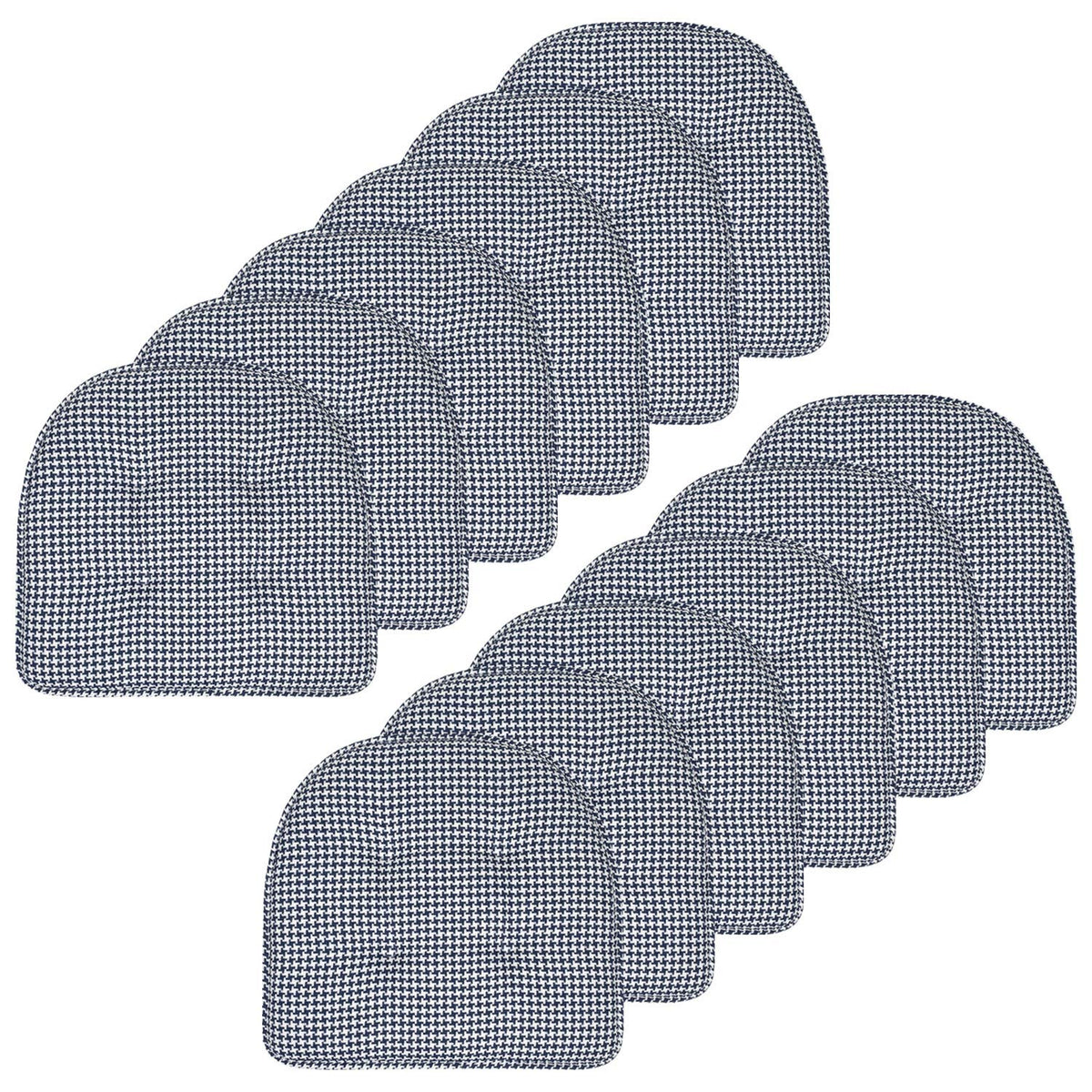 Sweet Home Collection Chair Cushion Memory Foam Pads Tufted Slip Non Skid Rubber Back U-Shaped 17" x 16" Seat Cover, 4 Count (Pack of 1), Army Green