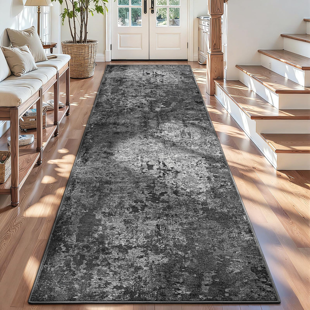 Entrance Rugs Indoor 2x3 Grey Entry Rug Washable Abstract Small Area Rug Non-Slip Low Pile Throw Rugs for Entryway, Kitchen Floor, Front Door Indoor Door Mat, Bathroom, Bedroom Bedside