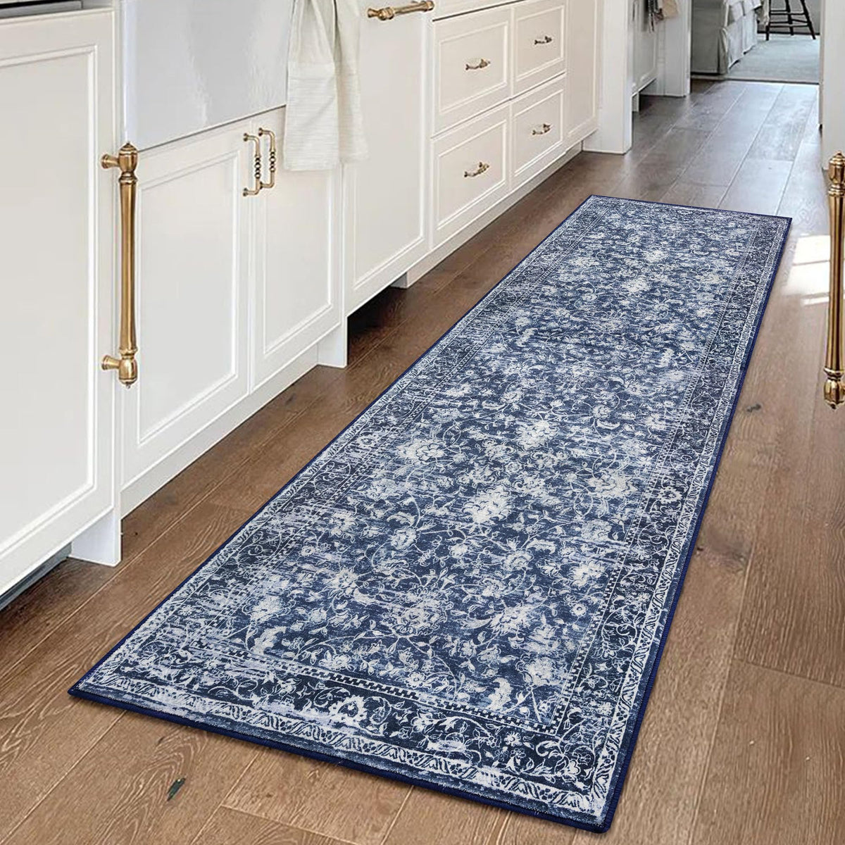KILOCOCO 2x3 Washable Rug Small Entryway Rugs Indoor Door Mat, Blue/Navy