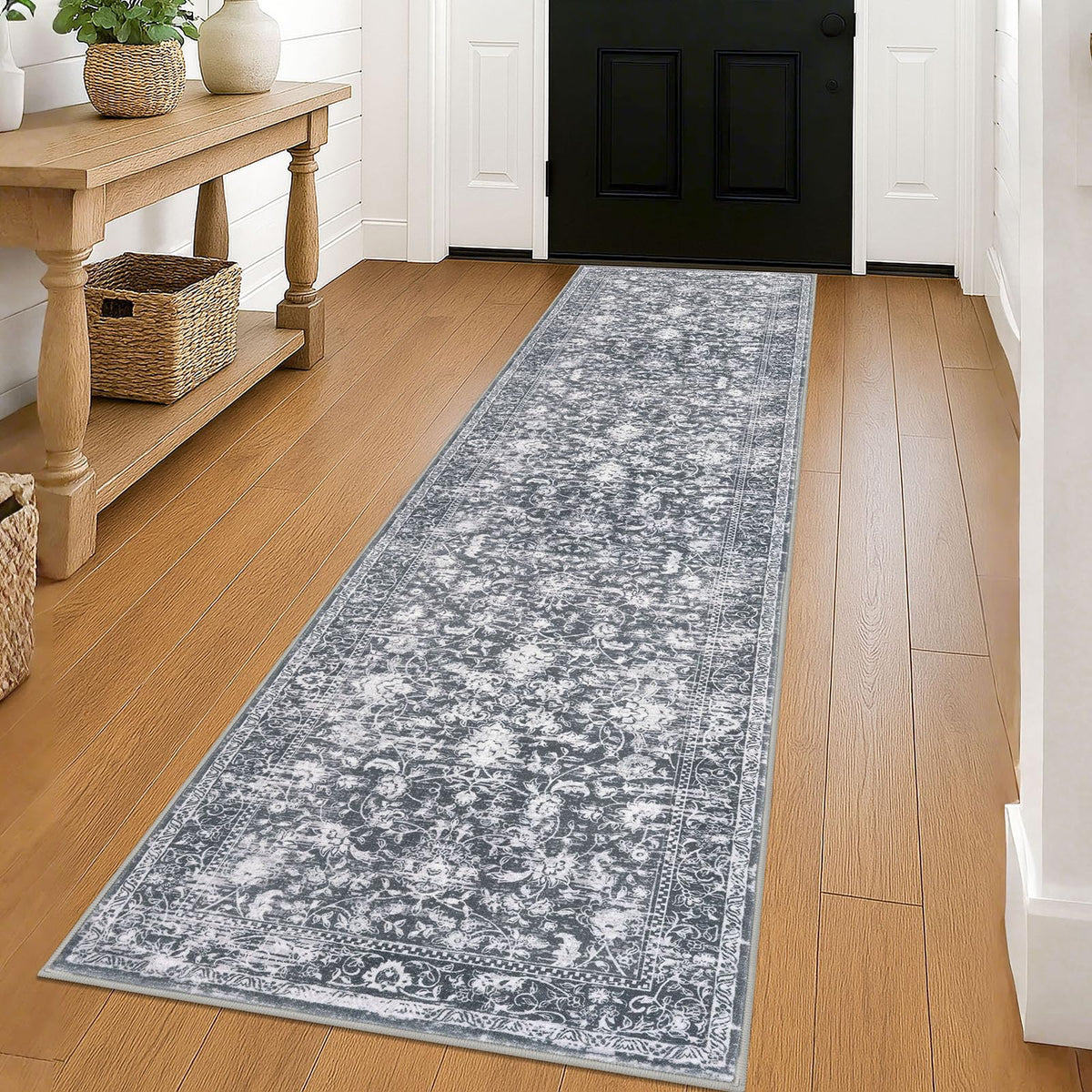 KILOCOCO 2x3 Washable Rug Small Entryway Rugs Indoor Door Mat, Blue/Navy