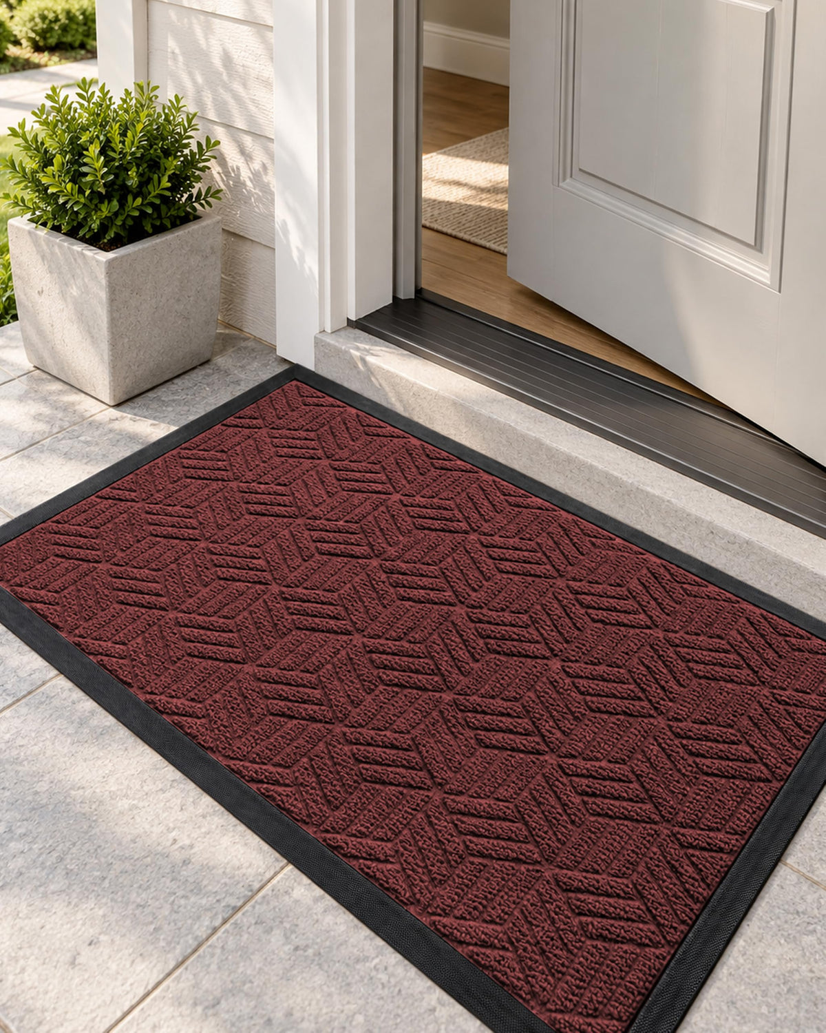 Front Door Mat, 2x3 Non-Slip Indoor Outdoor Entrance Doormat, Grey