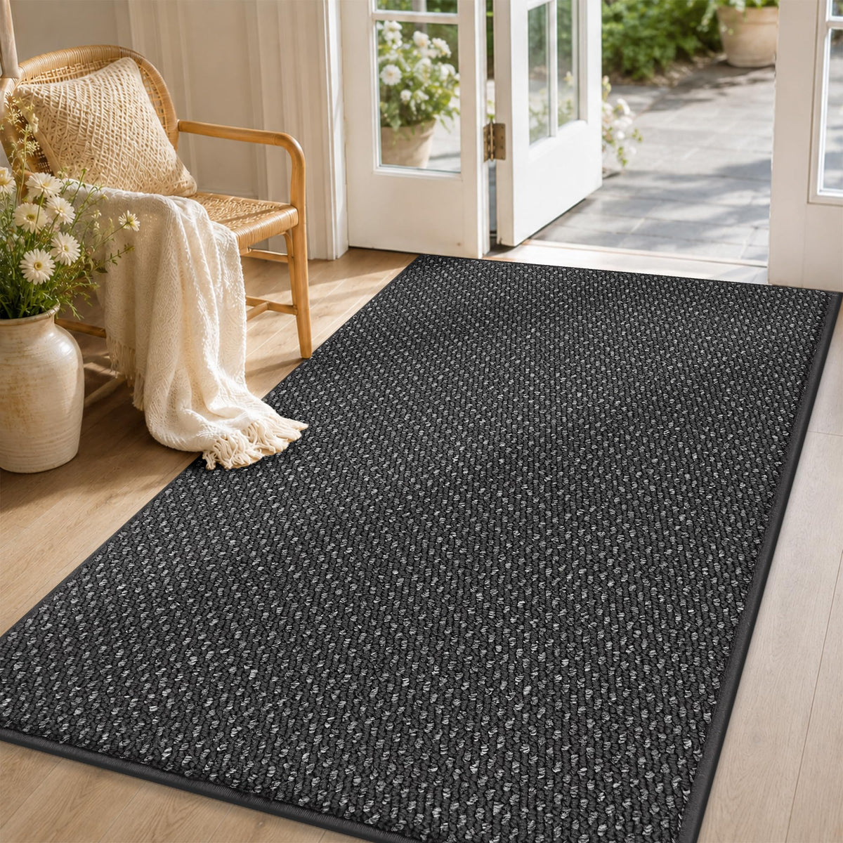 COSY HOMEER Door Mat Non-Slip Entryway Rugs Dirt Trapper, 17"x30", Beige