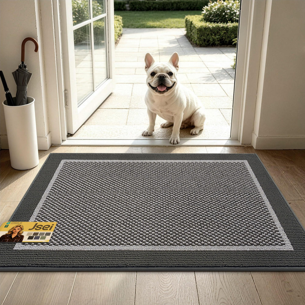 JSEI Dirt Trapper Door Mat 20"x32" , Non-Slip Doormat ,Dark Grey