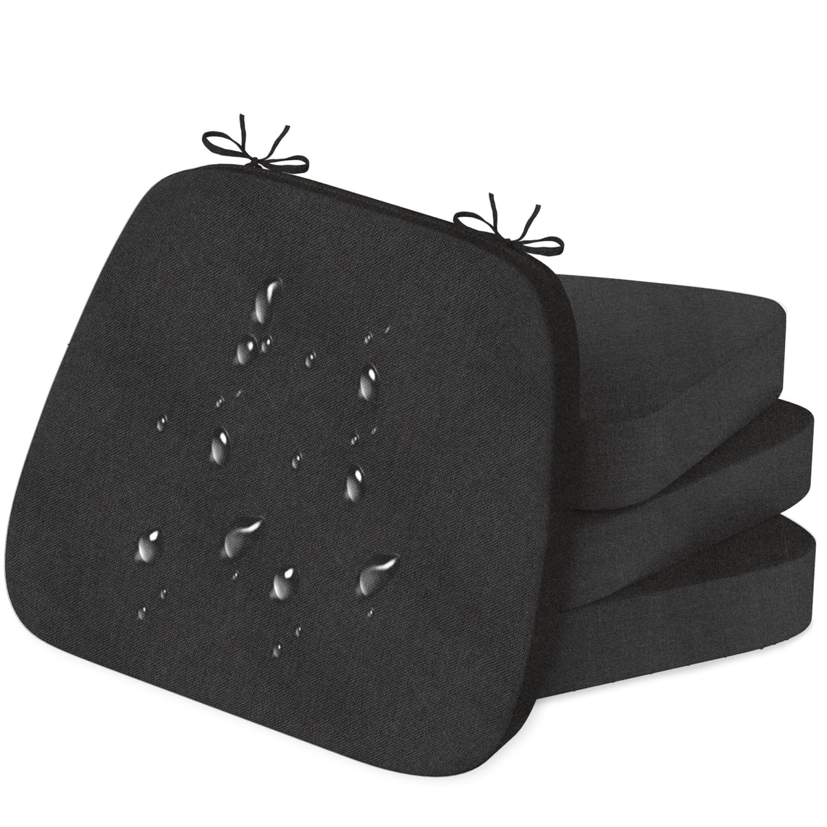 17'' x 16'' x 2.5"Thick Chair Cushions for Dining Chairs, 4 Pack WaterProof Easy Clean Kitchen Chair Pads with Ties and Non-Slip Backing - 30D High Elastic Foam Soft Kitchen Chair Cushions
