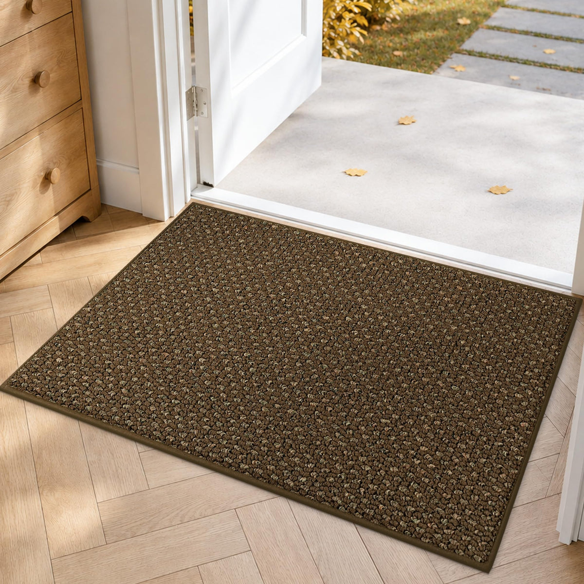 COSY HOMEER Door Mat Non-Slip Entryway Rugs Dirt Trapper, 17"x30", Beige