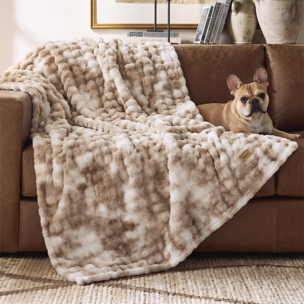 Bedsure Cloud Bubble Blanket, Soft Cozy Throw, Beige, 50"×60"