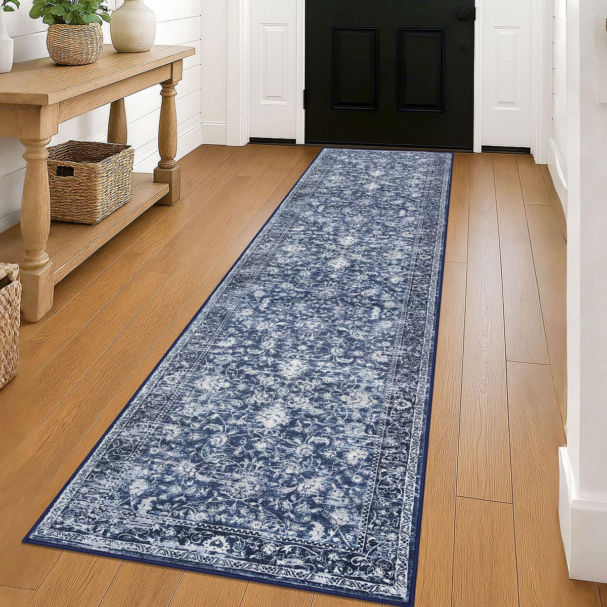 KILOCOCO 2x3 Washable Rug Small Entryway Rugs Indoor Door Mat, Blue/Navy