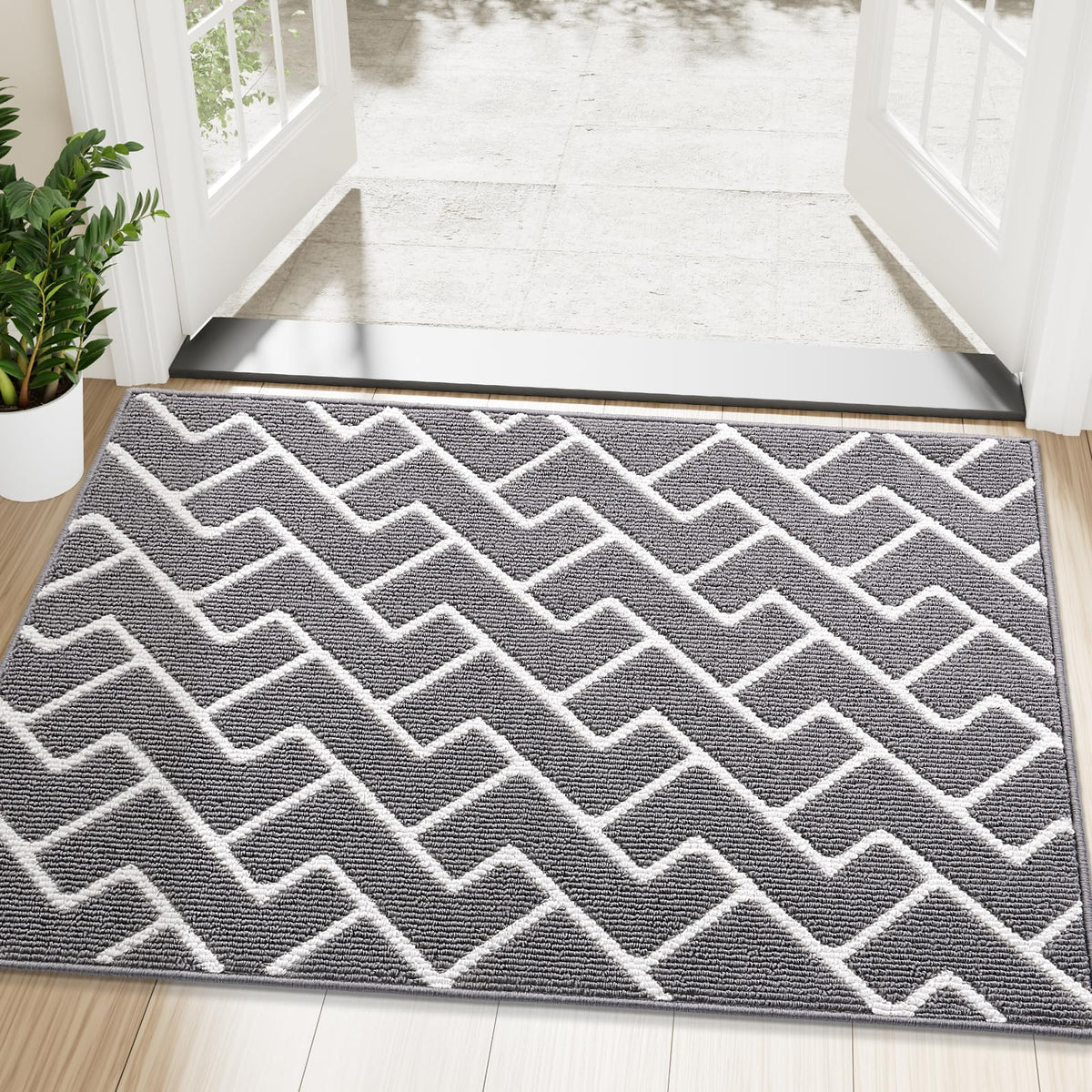 OLANLY Indoor Door Mat 32x20, Low-Profile Dirt Resistant Doormat, Grey