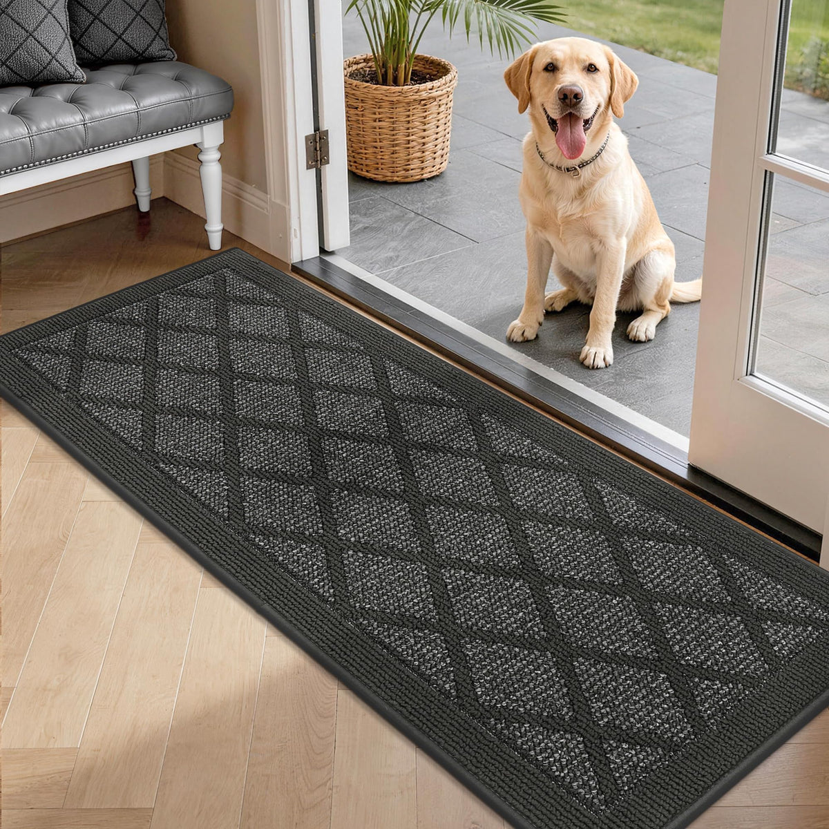 COSY HOMEER Non-Slip Door Mat 20"x32",Entryway Rugs Low Profile,Beige