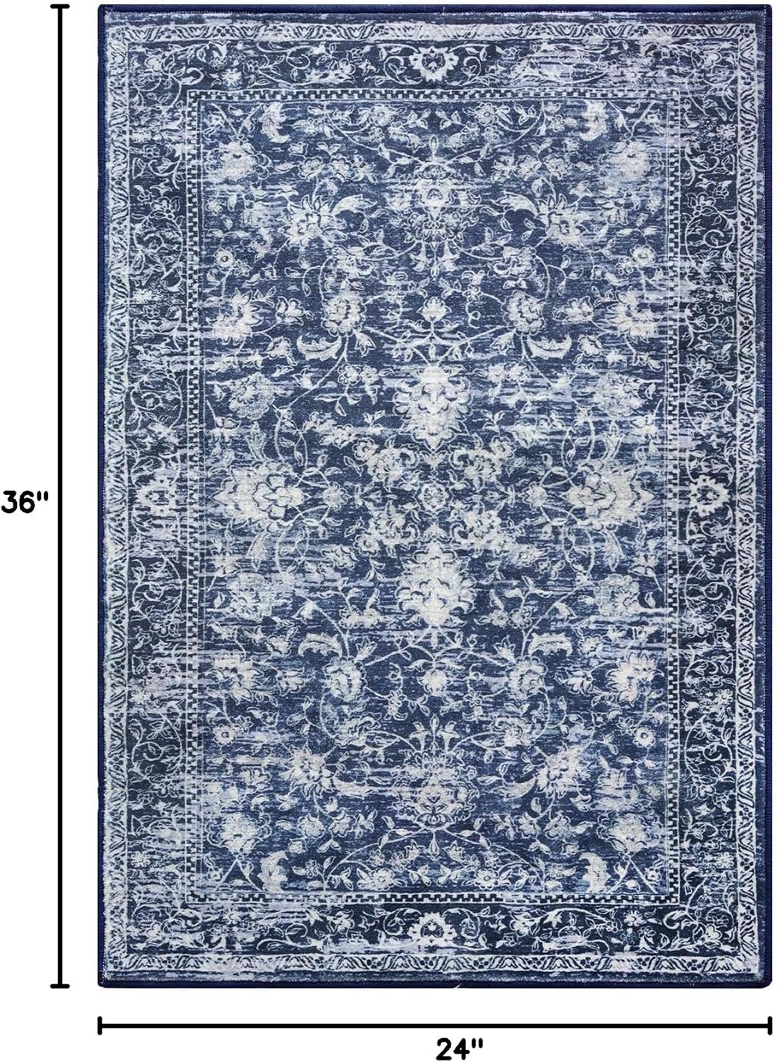KILOCOCO 2x3 Washable Rug Small Entryway Rugs Indoor Door Mat, Blue/Navy