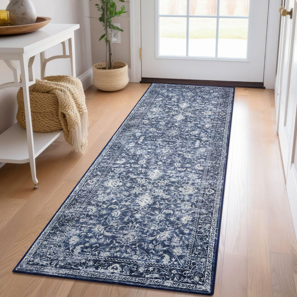 KILOCOCO 2x3 Washable Rug Small Entryway Rugs Indoor Door Mat, Blue/Navy