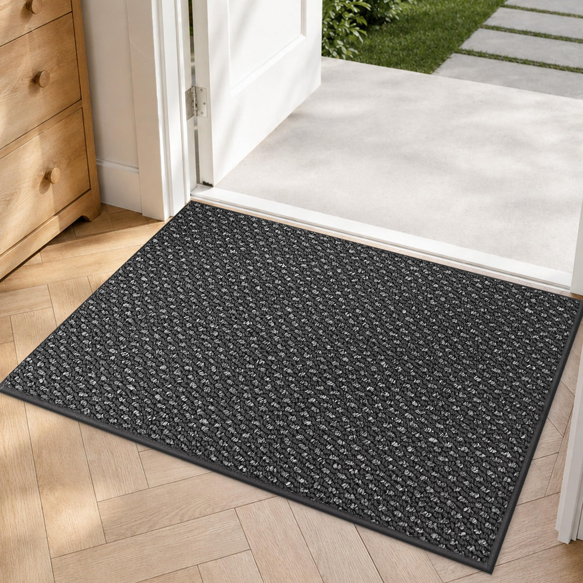 COSY HOMEER Door Mat Non-Slip Entryway Rugs Dirt Trapper, 17"x30", Beige