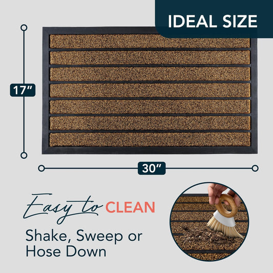 ubdyo Extra Durable Door Mat Outside Entrance (30" x 17", Bright Brown)