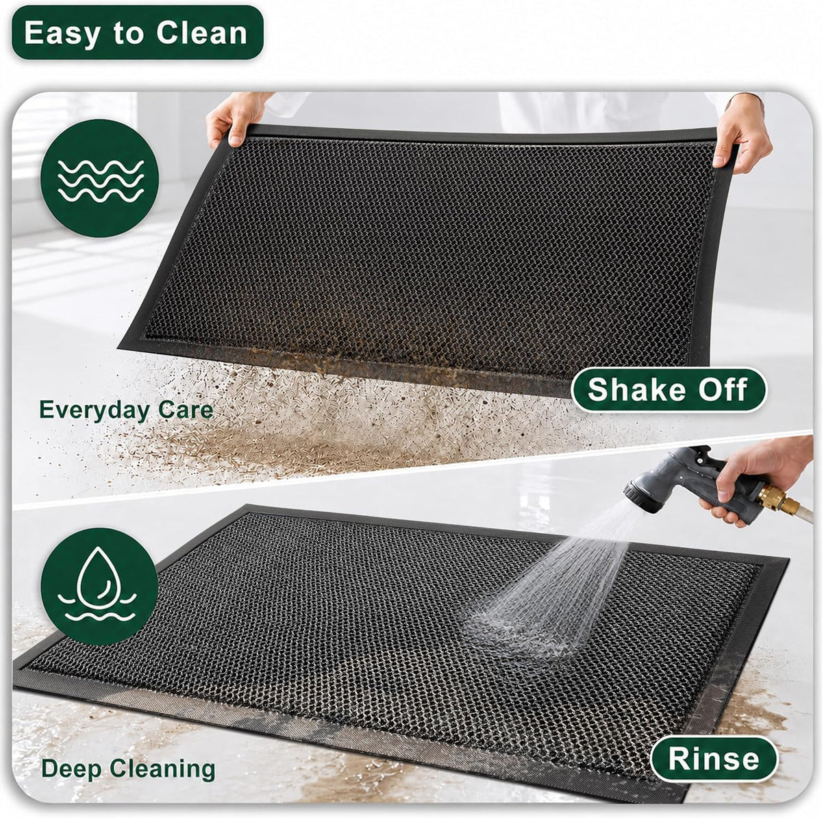 Mibao Meshy Mat Door Mat Heavy-Duty Quick-Dry Floor Mat, Sand & Dirt Trapper for Indoor & Outdoor, Ideal for Entrance, Mudrooms,Patios & Garages, Outside Doormat with Anti-Slip Backing, Grey，30" x 17"